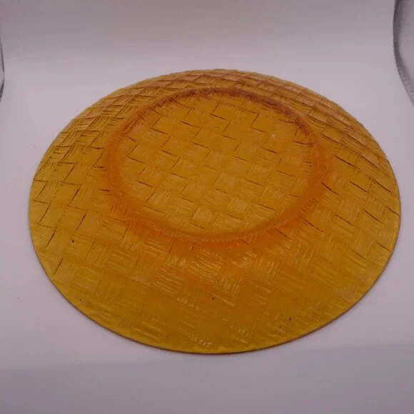 France Amber Color Glass Wicker Pattern 9 Inch Plate - Picture 3 of 8